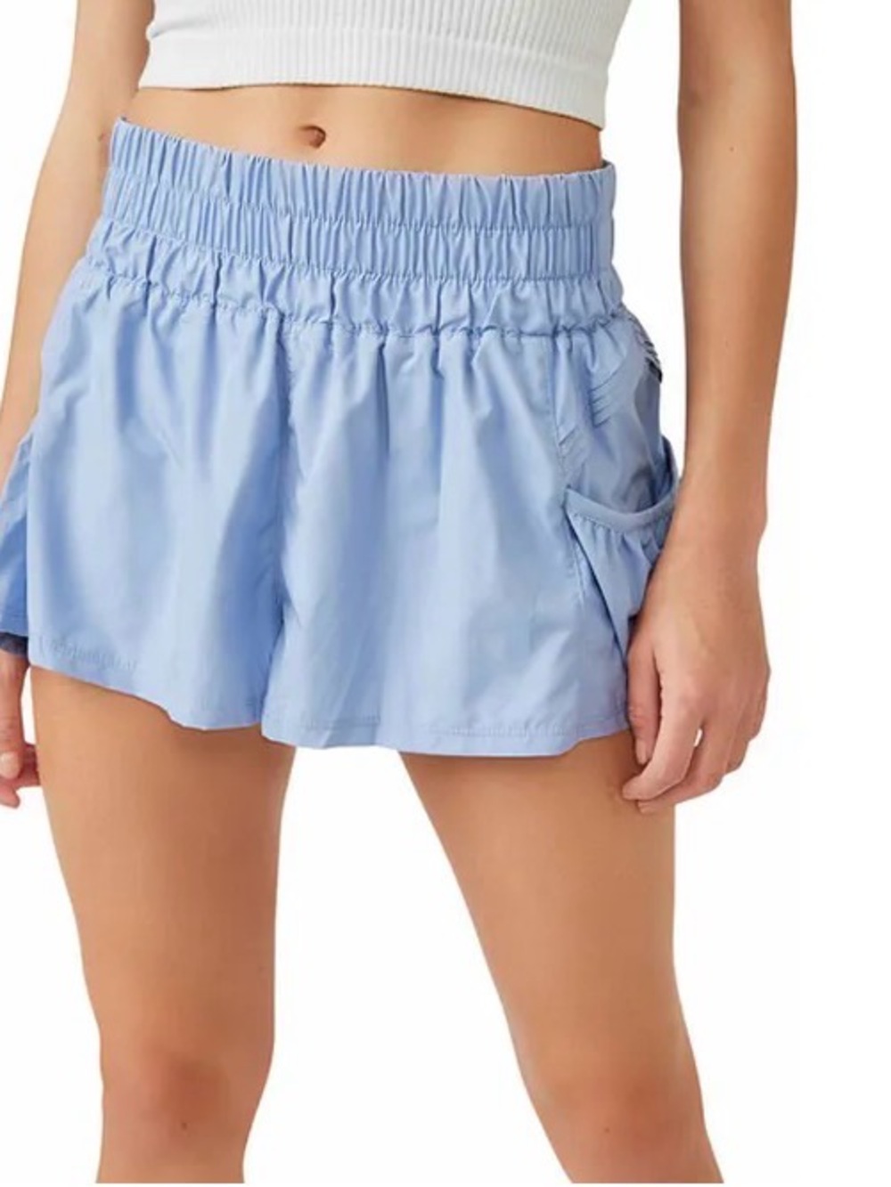 FP Movement by Free People Light Blue Elastic-Waist Athletic Shorts